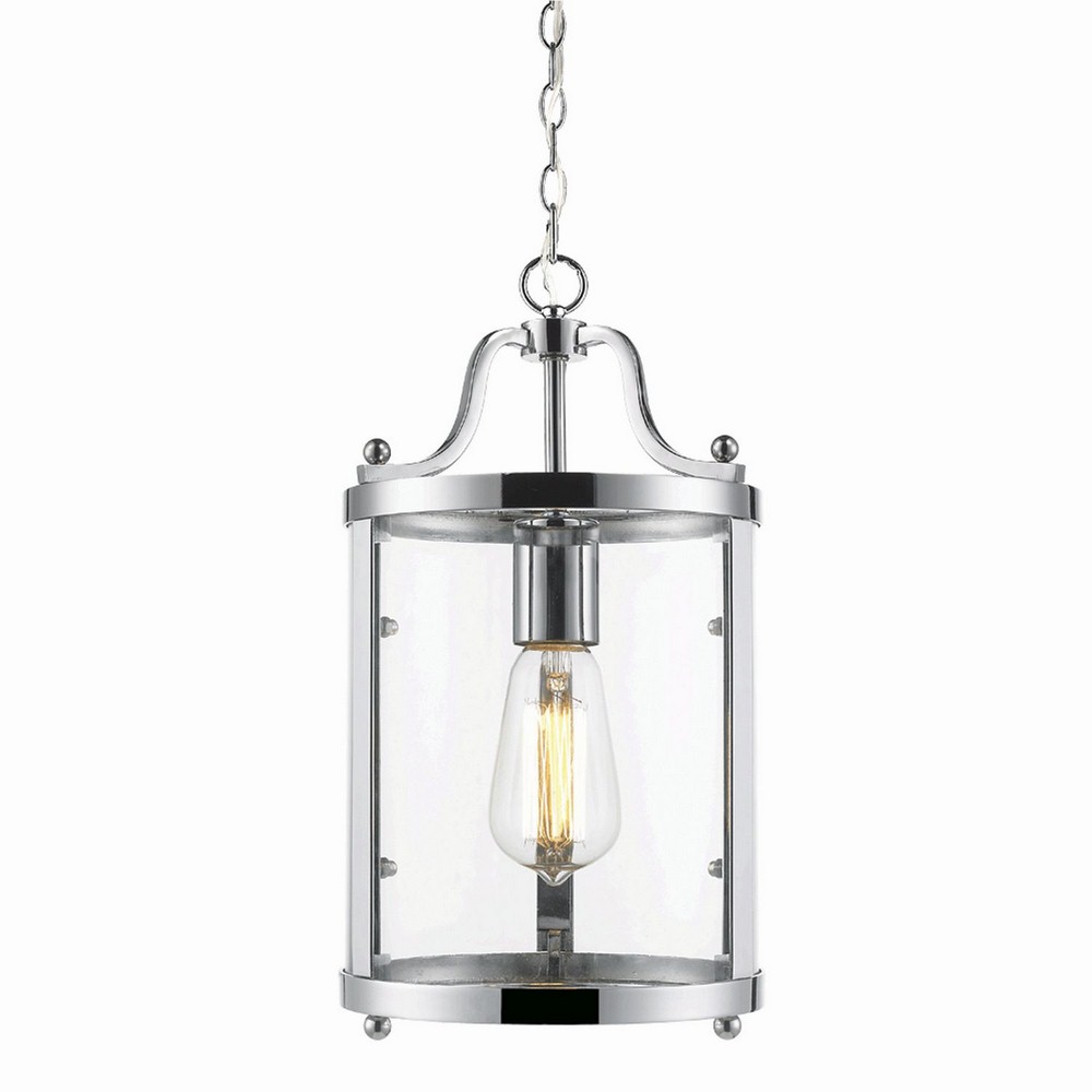 Golden Lighting-1157-M1L CH-Payton - 1 Light Mini Pendant in Streamlined style - 14.5 Inches high by 7.25 Inches wide Chrome  Black Finish with Clear Glass